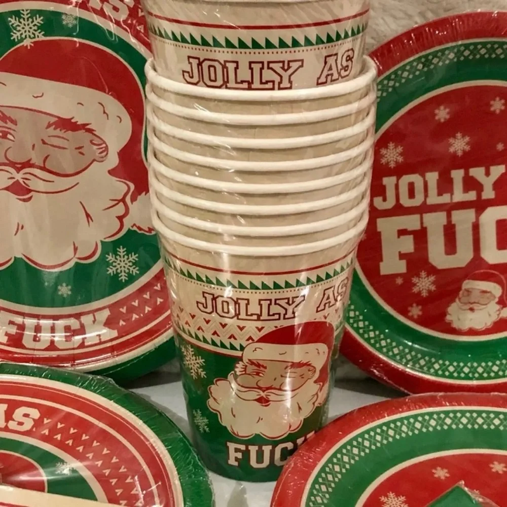 CHRISTMAS Festive Holiday Party Supplies Set - Red and Green